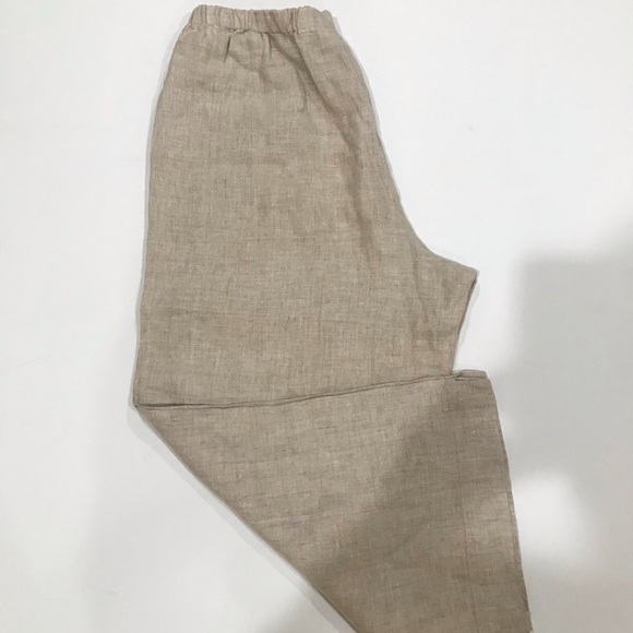 Chico’s 100% linen wide leg Capri pants Sz 1 - Picture 2 of 4